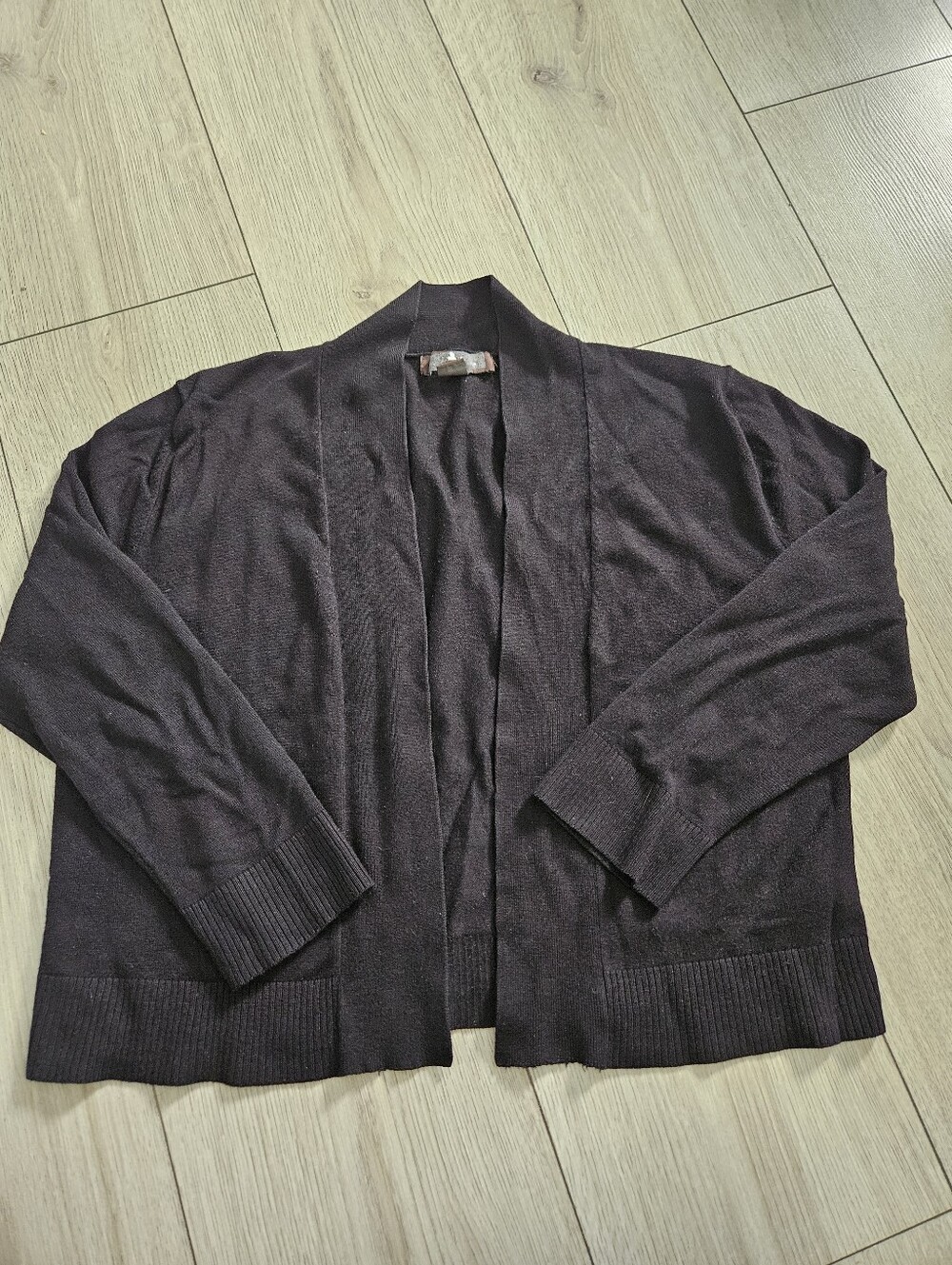 Jessica Womens Dark Brown Black Open Front Lightweight Knit Cardigan M 10-12